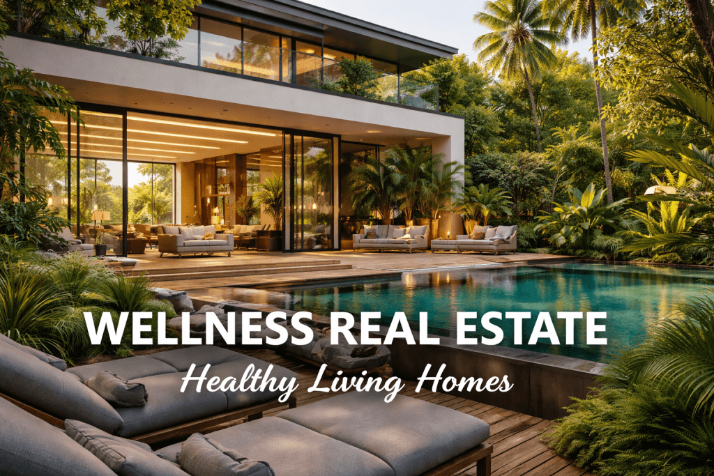 Wellness Real Estate: Homes Designed for Health and Well-being luxury wellness home at sunset